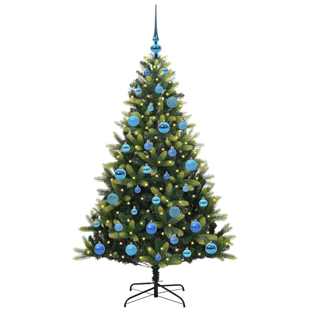 Kunstkerstboom met scharnier 150 LEDs Groen 150 cm PVC en PE