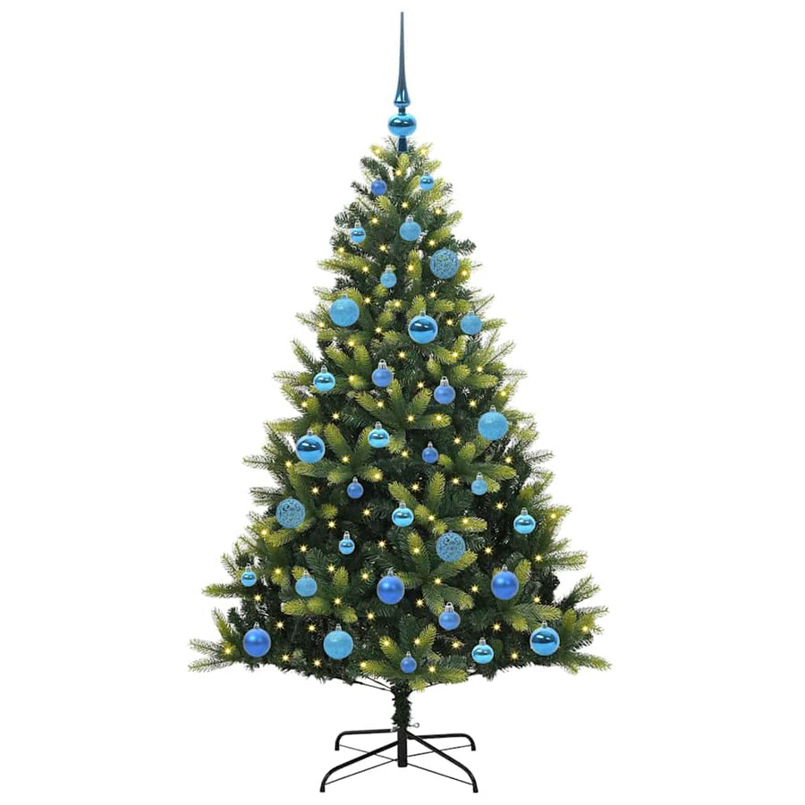 Kunstkerstboom met scharnier 150 LEDs Groen 150 cm PVC en PE