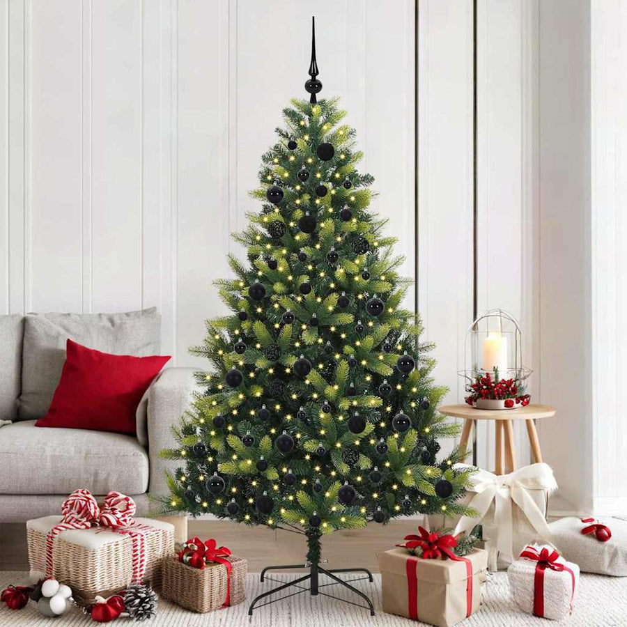 Kunst Kerstboom met Scharnieren 300 LEDs Groen 180 cm PVC en PE