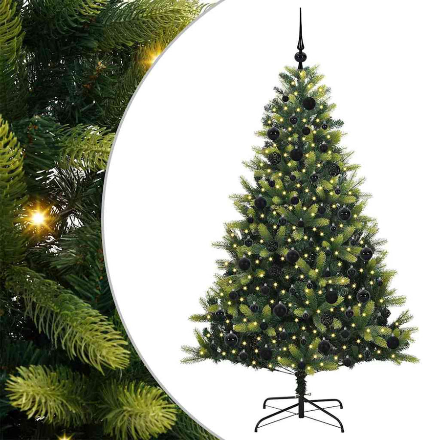 Kunst Kerstboom met Scharnieren 300 LEDs Groen 180 cm PVC en PE