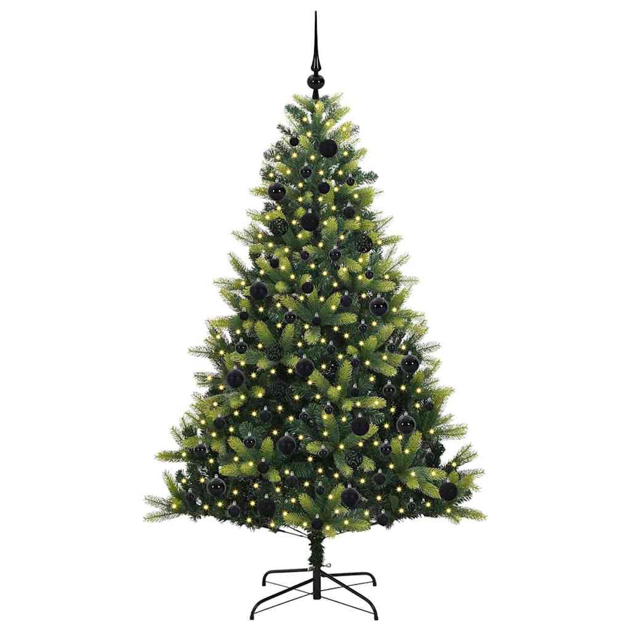 Kunst Kerstboom met Scharnieren 300 LEDs Groen 180 cm PVC en PE