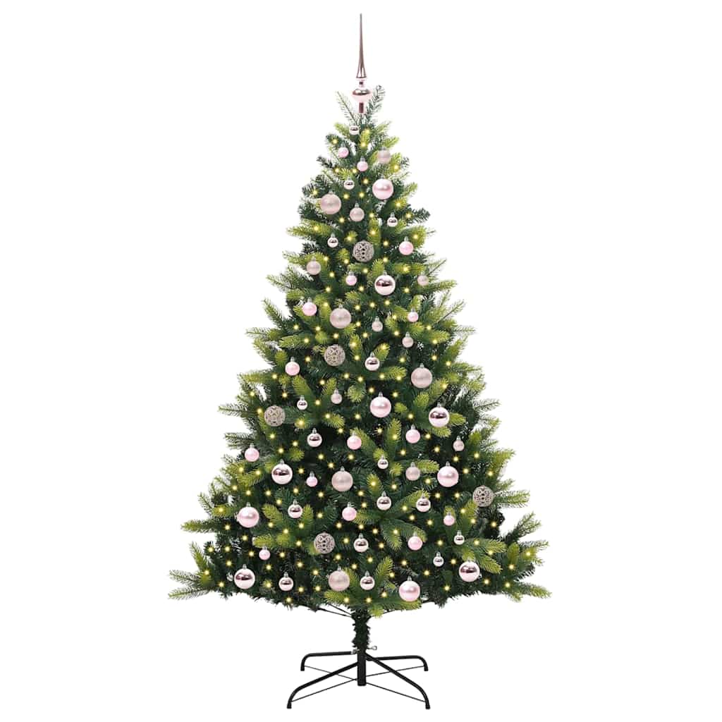 Kunstkerstboom met scharnier 300 LEDs Groen 180 cm PVC en PE