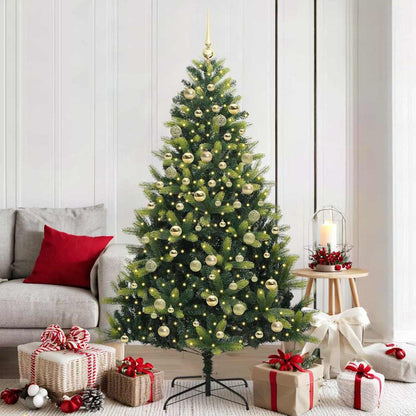 Kunstkerstboom met scharnier 300 LEDs Groen 180 cm PVC en PE