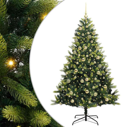 Kunstkerstboom met scharnier 300 LEDs Groen 180 cm PVC en PE