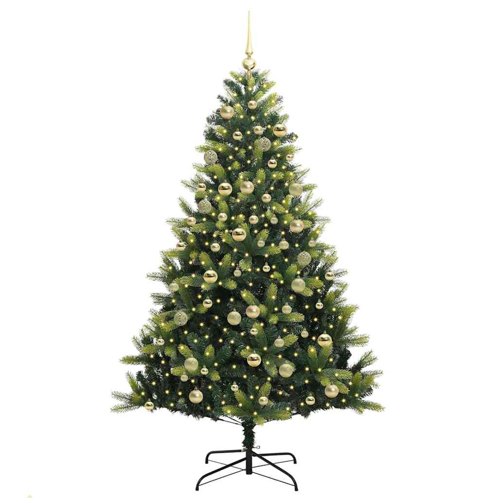 Kunstkerstboom met scharnier 300 LEDs Groen 180 cm PVC en PE