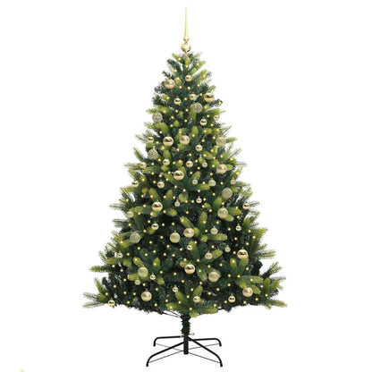 Kunstkerstboom met scharnier 300 LEDs Groen 180 cm PVC en PE