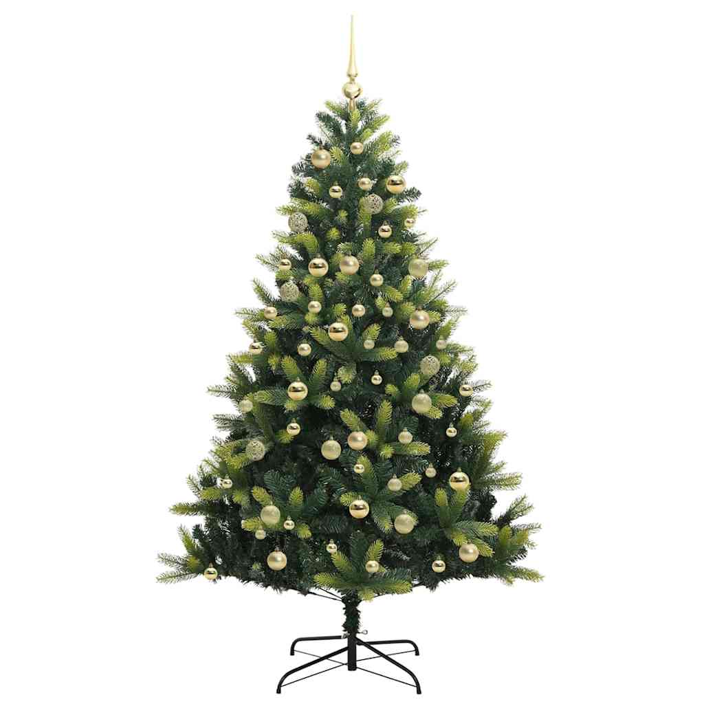 Kunstkerstboom met scharnier 300 LEDs Groen 180 cm PVC en PE