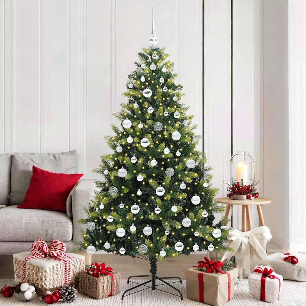 Kunstkerstboom met scharnier 300 LEDs Groen 180 cm PVC en PE