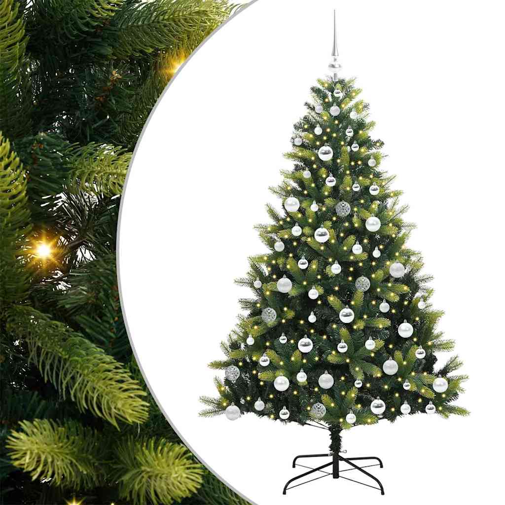 Kunstkerstboom met scharnier 300 LEDs Groen 180 cm PVC en PE