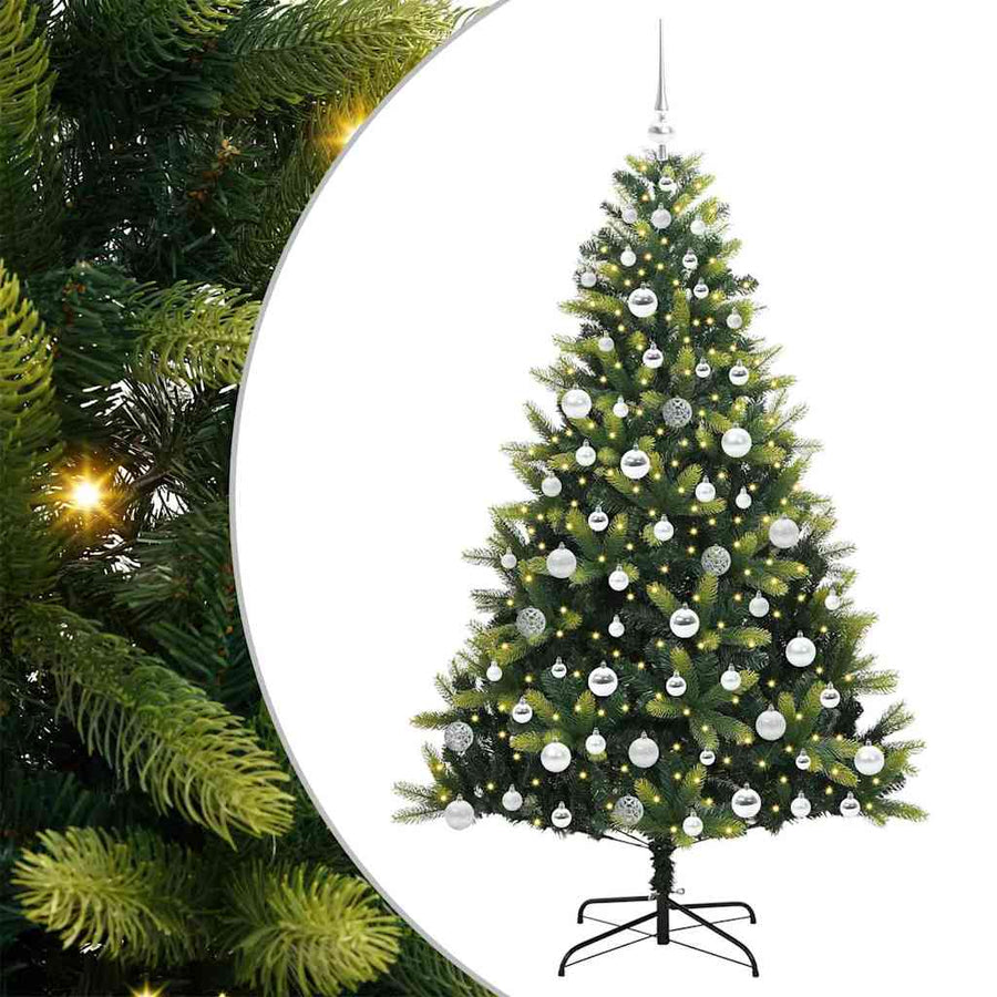 Kunstkerstboom met scharnier 300 LEDs Groen 180 cm PVC en PE