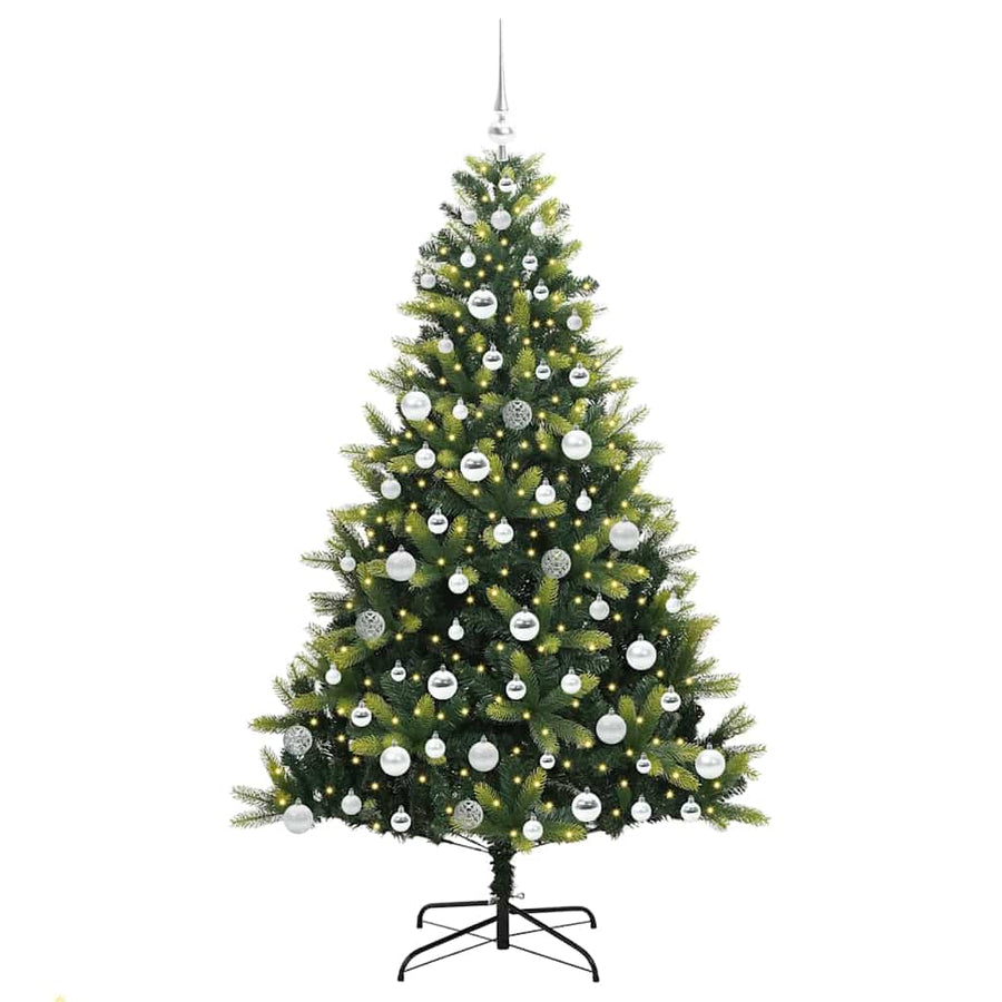 Kunstkerstboom met scharnier 300 LEDs Groen 180 cm PVC en PE