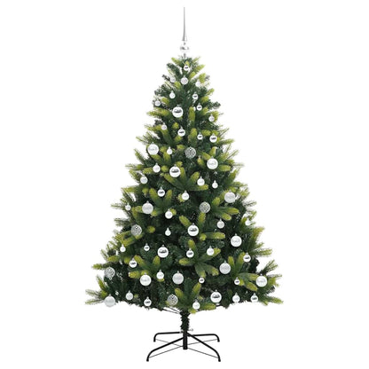 Kunstkerstboom met scharnier 300 LEDs Groen 180 cm PVC en PE
