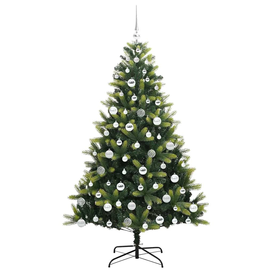 Kunstkerstboom met scharnier 300 LEDs Groen 180 cm PVC en PE