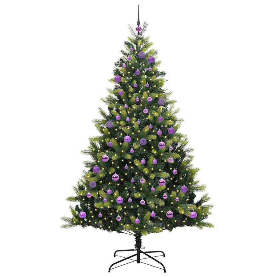 Kunstkerstboom met scharnieren 300 LEDs Groen 180 cm PVC en PE