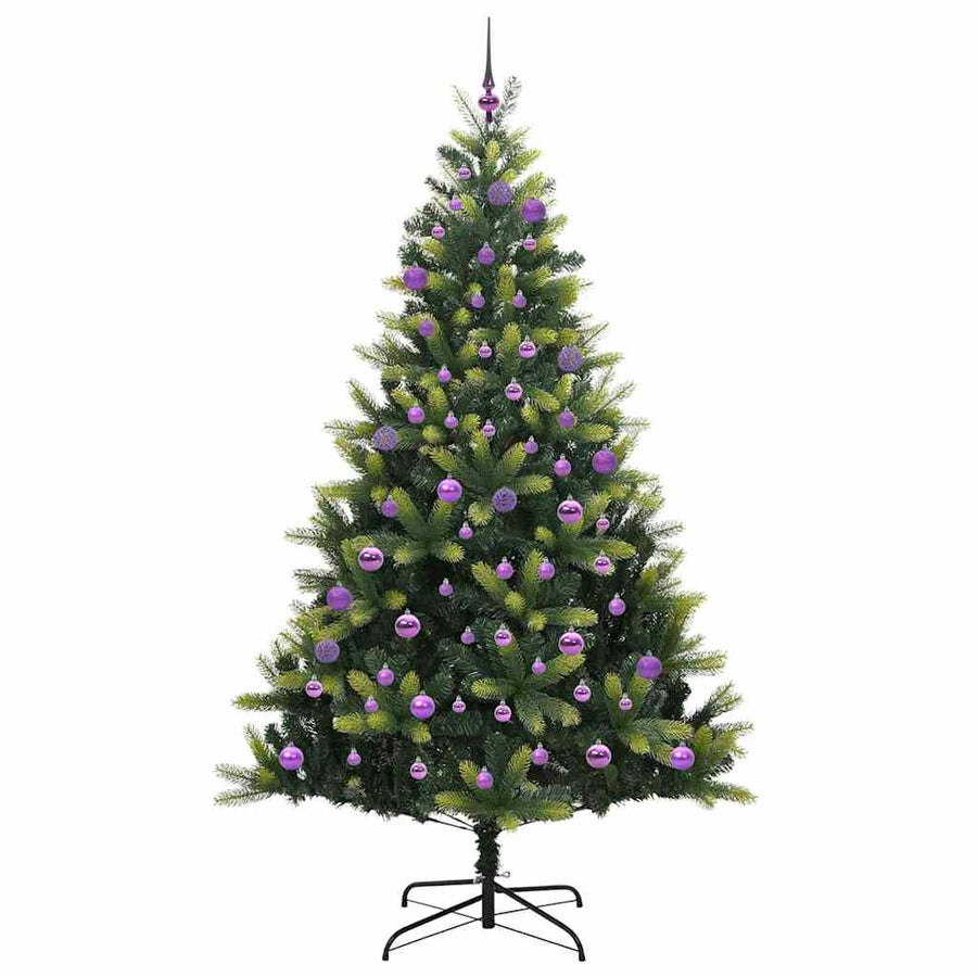 Kunstkerstboom met scharnieren 300 LEDs Groen 180 cm PVC en PE