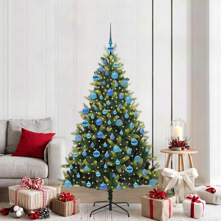 Kunst kerstboom met scharnieren 300 LEDs Groen 180 cm PVC en PE