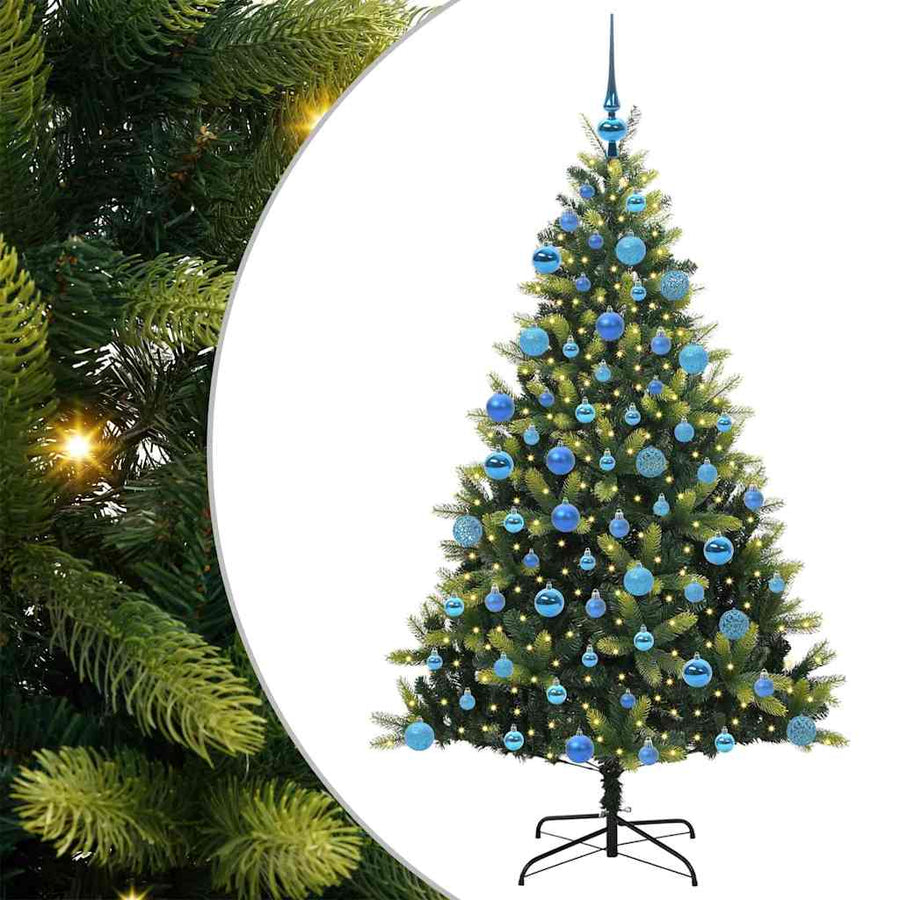 Kunst kerstboom met scharnieren 300 LEDs Groen 180 cm PVC en PE
