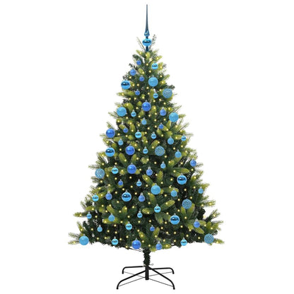 Kunst kerstboom met scharnieren 300 LEDs Groen 180 cm PVC en PE