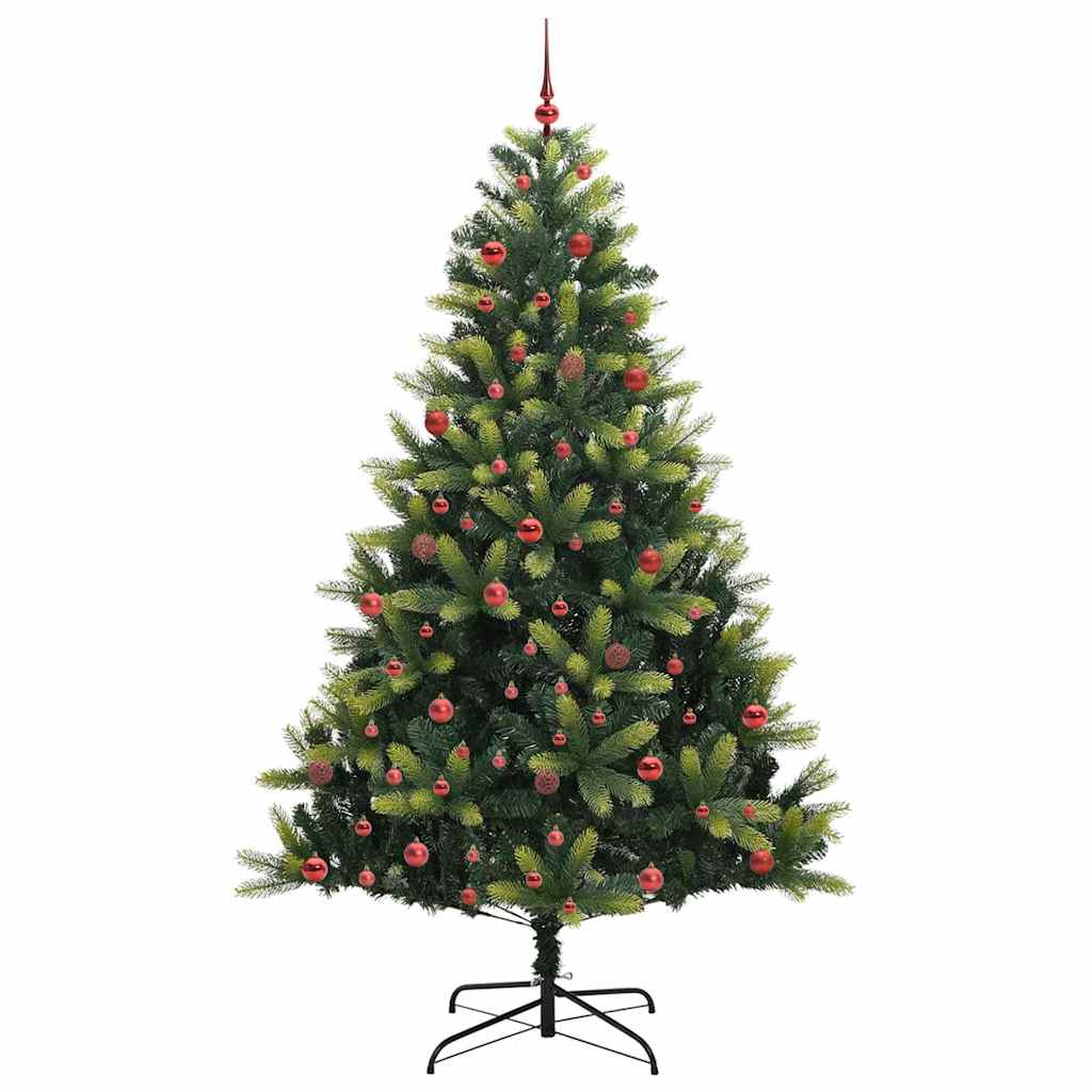 Kunstkerstboom met Scharnieren 300 LEDs Groen 210 cm PVC en PE