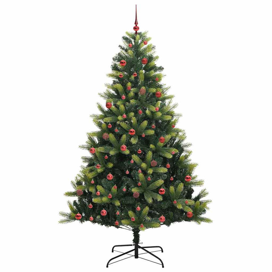 Kunstkerstboom met Scharnieren 300 LEDs Groen 210 cm PVC en PE