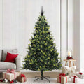 Kunstkerstboom met scharnier 300 LEDs Groen 210 cm PVC en PE
