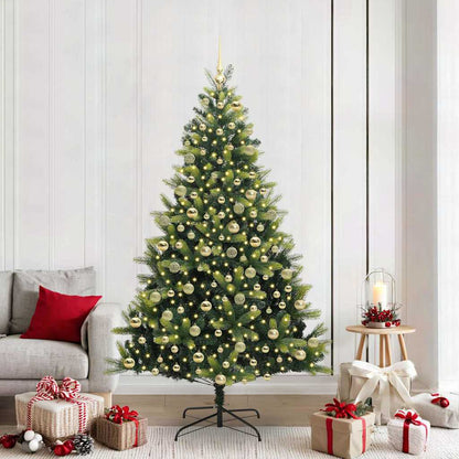 Kunstkerstboom met scharnier 300 LEDs Groen 210 cm PVC en PE