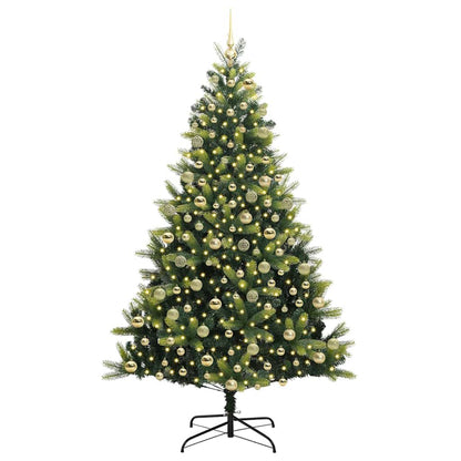 Kunstkerstboom met scharnier 300 LEDs Groen 210 cm PVC en PE