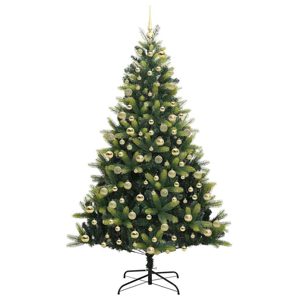 Kunstkerstboom met scharnier 300 LEDs Groen 210 cm PVC en PE