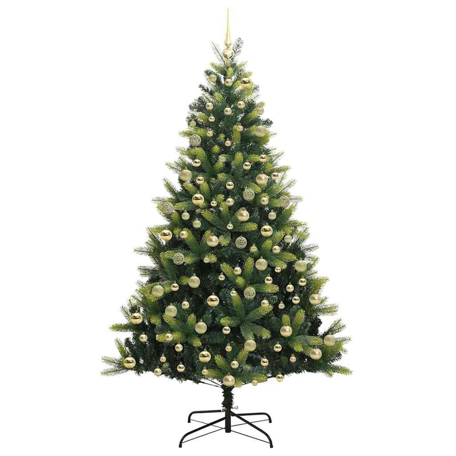 Kunstkerstboom met scharnier 300 LEDs Groen 210 cm PVC en PE