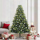 Artificial Christmas tree with hinge 300 LEDs Green 210 cm PVC and PE