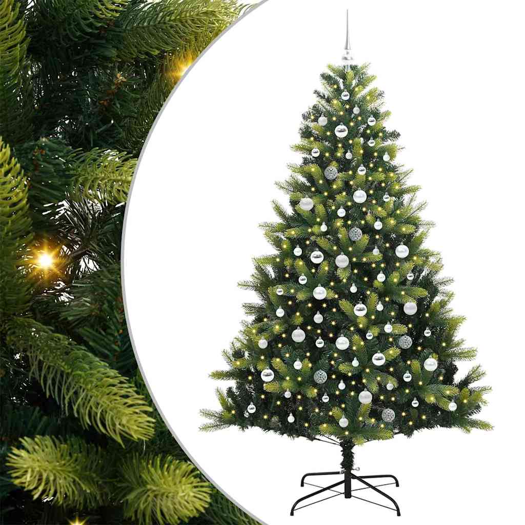Kunstmatige Gehingde Kerstboom 300 LEDs Groen 210 cm PVC en PE