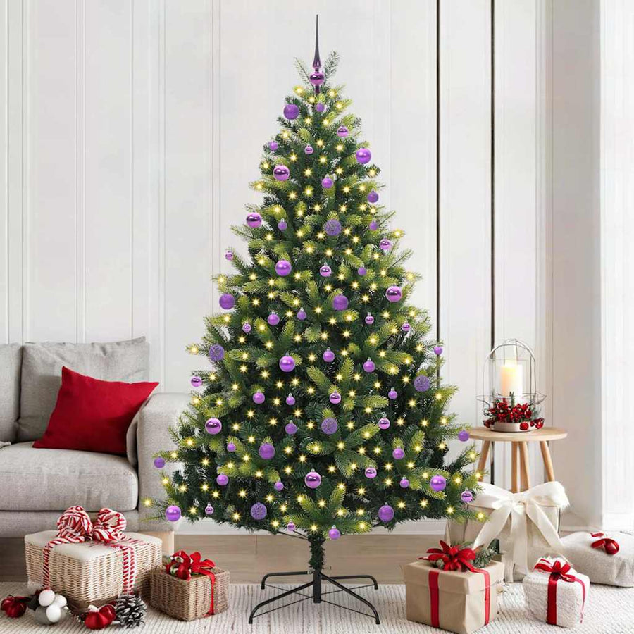 Kunst Kerstboom met Scharnieren 300 LEDs Groen 210 cm PVC en PE
