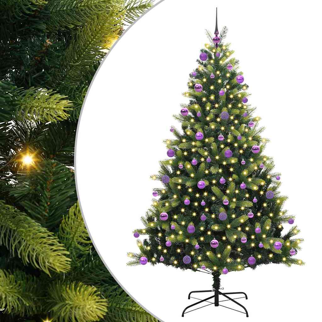 Kunst Kerstboom met Scharnieren 300 LEDs Groen 210 cm PVC en PE