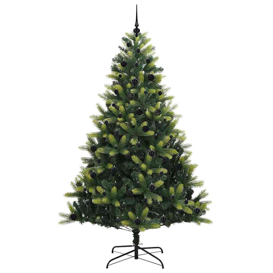 Kunstkerstboom met scharnier 300 LED's Groen 240 cm PVC en PE