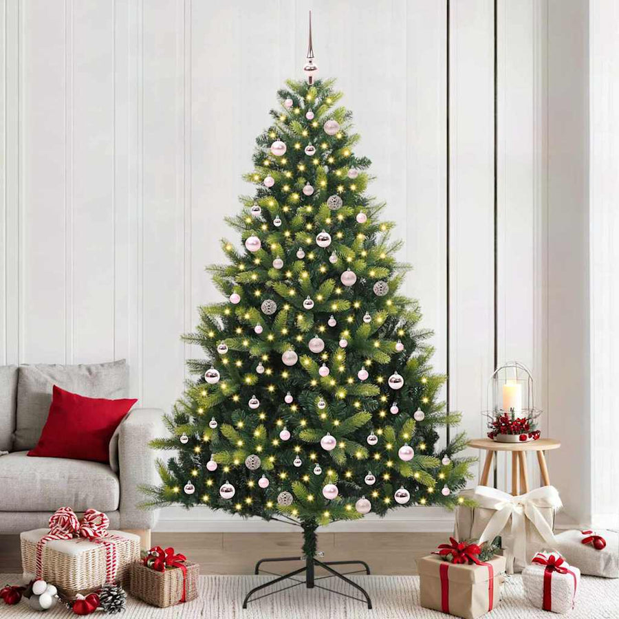 Kunstkerstboom met Hangen 300 LED's Groen 240 cm PVC en PE
