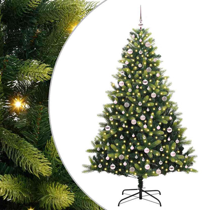 Kunstkerstboom met Hangen 300 LED's Groen 240 cm PVC en PE