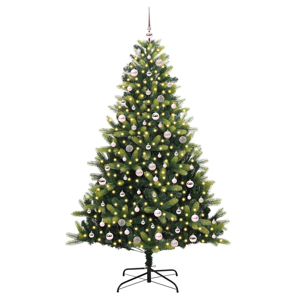 Kunstkerstboom met Hangen 300 LED's Groen 240 cm PVC en PE