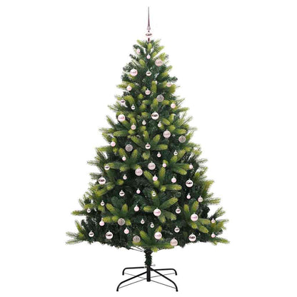 Kunstkerstboom met Hangen 300 LED's Groen 240 cm PVC en PE