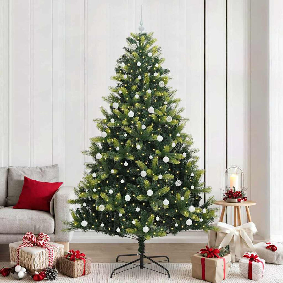 Artificial Hinged Kerstboom 300 LEDs Groen 240 cm PVC en PE