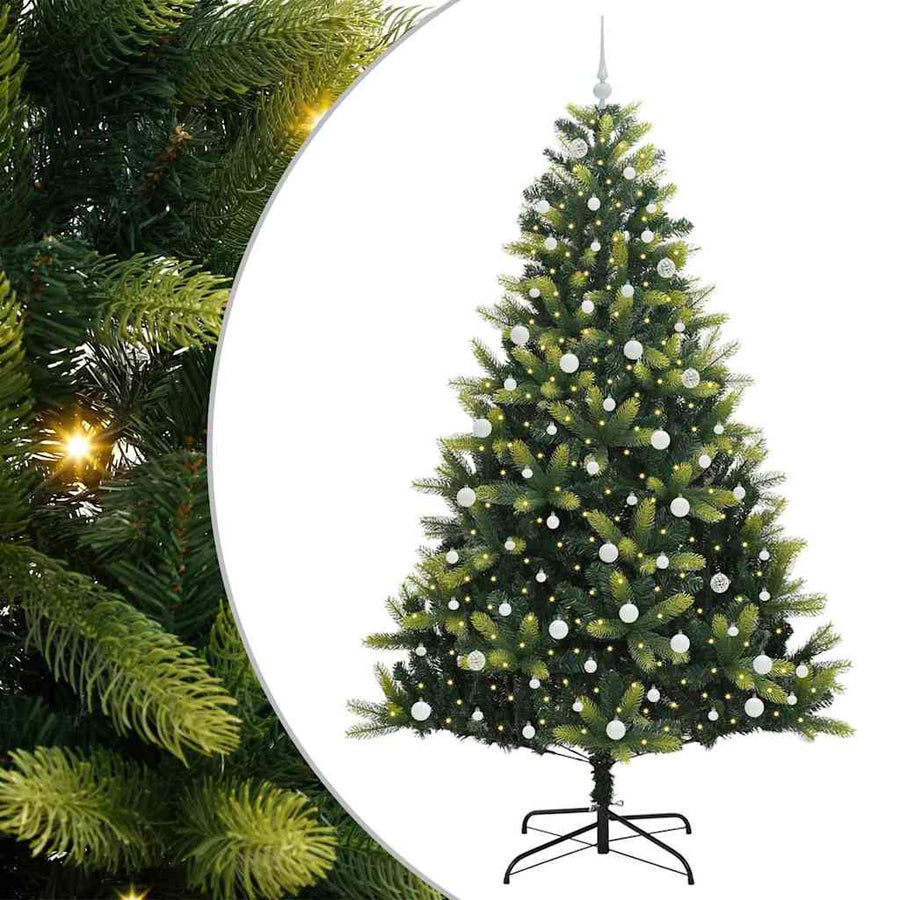 Artificial Hinged Kerstboom 300 LEDs Groen 240 cm PVC en PE
