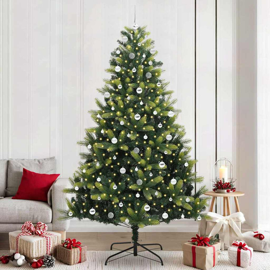 Kunstkerstboom met scharnier 300 LEDs Groen 240 cm PVC en PE