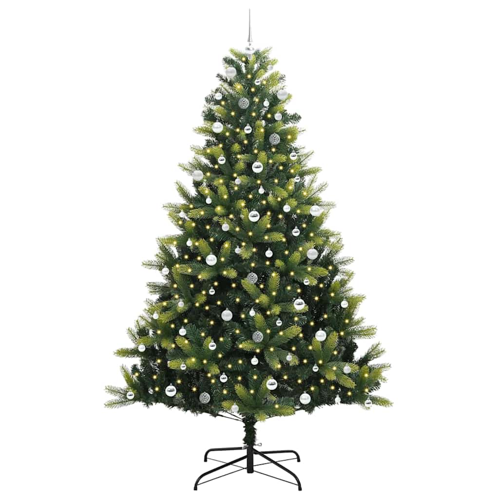 Kunstkerstboom met scharnier 300 LEDs Groen 240 cm PVC en PE
