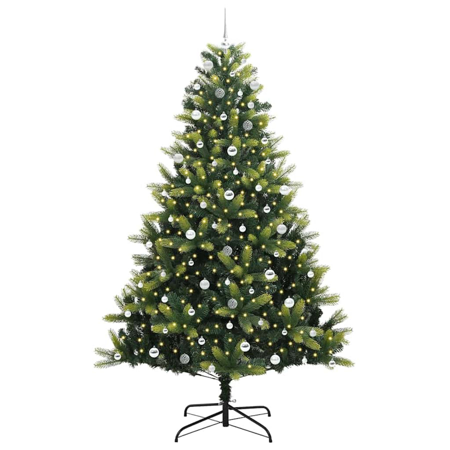 Kunstkerstboom met scharnier 300 LEDs Groen 240 cm PVC en PE