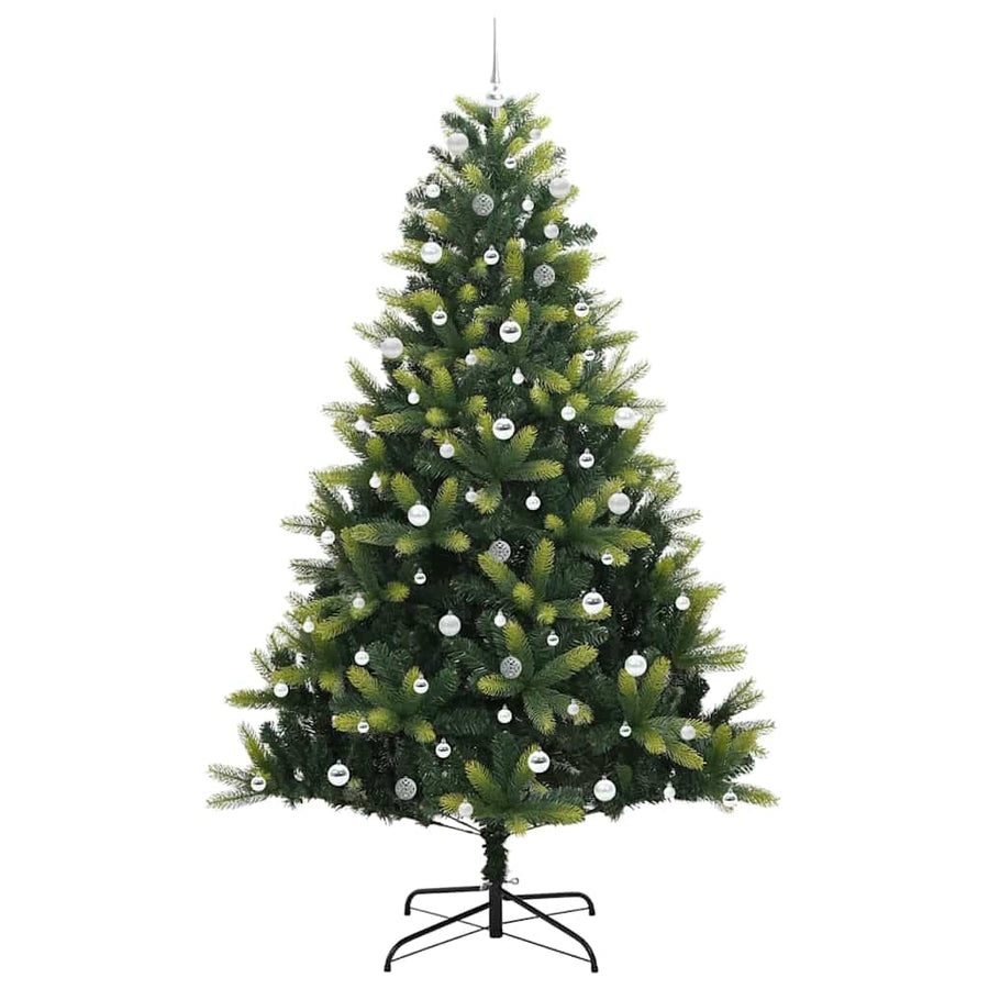 Kunstkerstboom met scharnier 300 LEDs Groen 240 cm PVC en PE