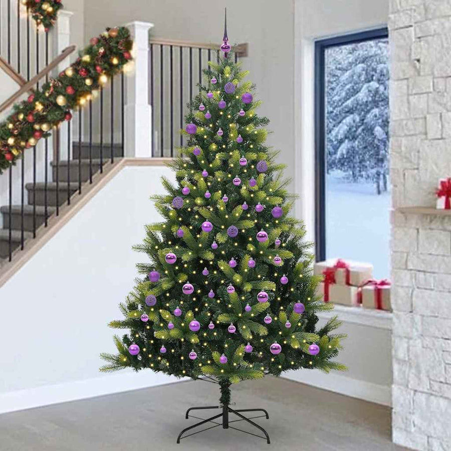 Kunst Kerstboom met Scharnier 300 LEDs Groen 240 cm PVC en PE
