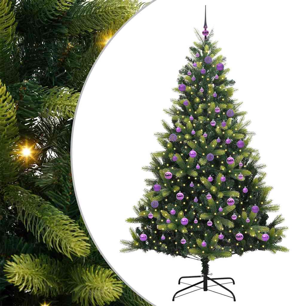 Kunst Kerstboom met Scharnier 300 LEDs Groen 240 cm PVC en PE
