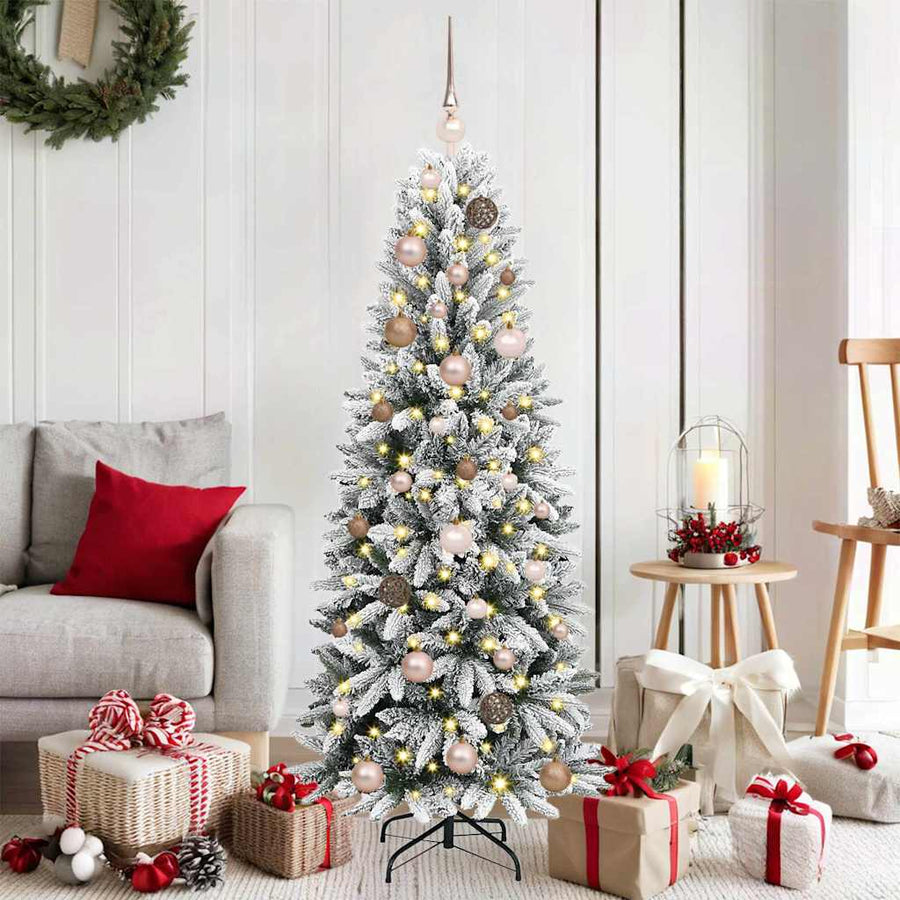 Kunstkerstboom met LED -striplichten Wit 150cm PVC