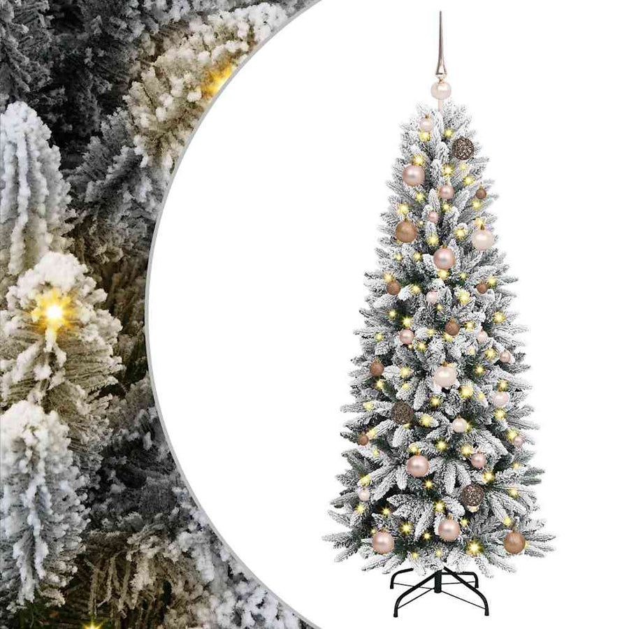 Kunstkerstboom met LED -striplichten Wit 150cm PVC