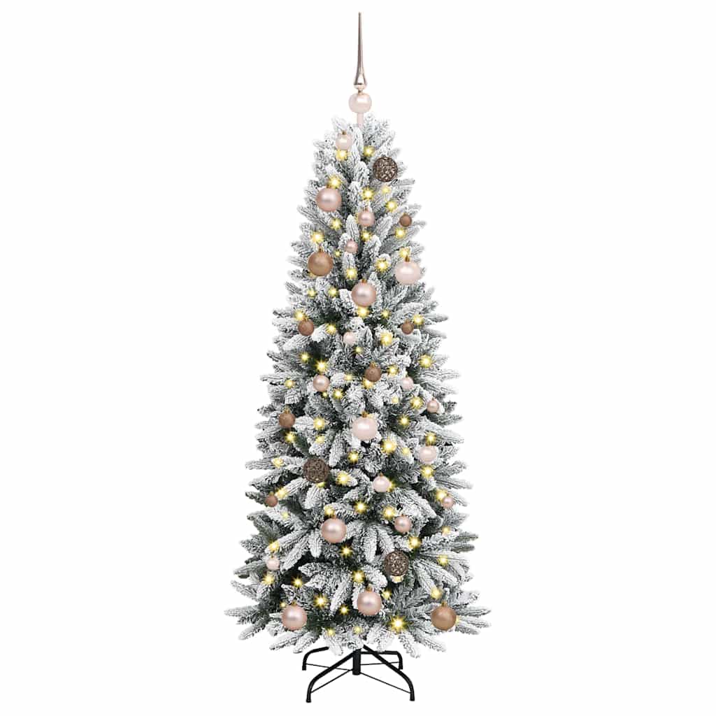 Kunstkerstboom met LED -striplichten Wit 150cm PVC