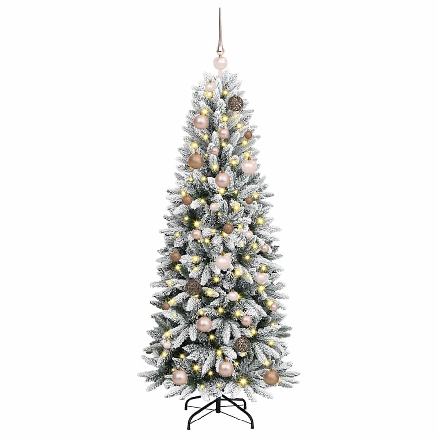 Kunstkerstboom met LED -striplichten Wit 150cm PVC
